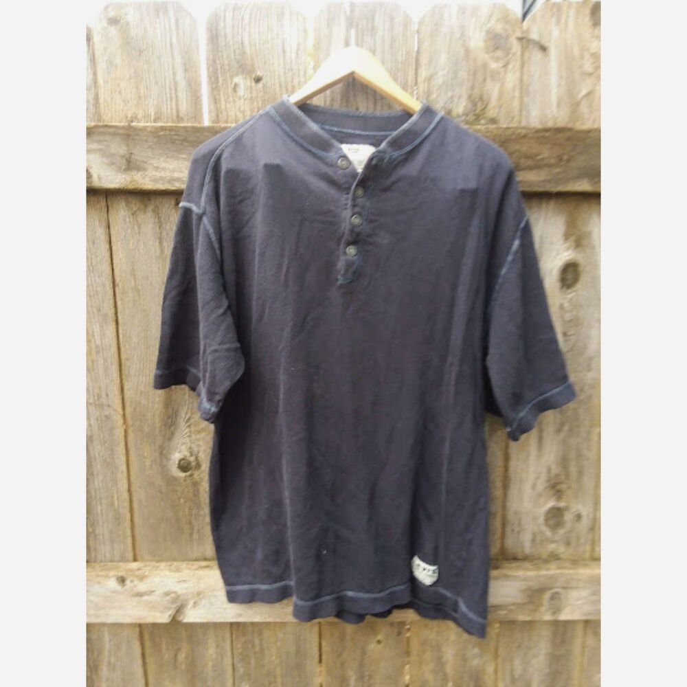 Levi's Thermal 3 Button Men's L Grunge Blue  Vintage Y2K  Short Sleeve